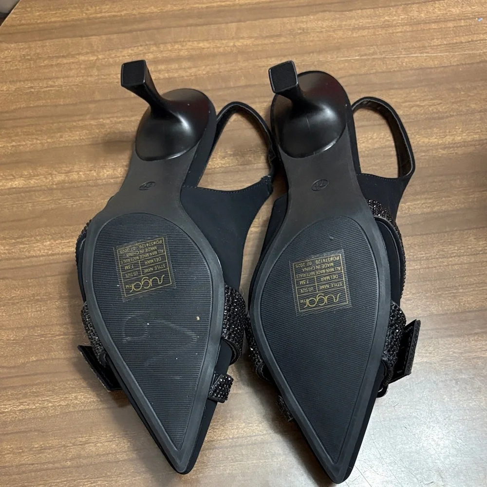 Sugar Black Slingback Heels with Buckle Detail - Picture 2 of 4